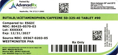 Butalbital/acetaminophen/caffeine #90 (Butalbital Acetaminophen Caffeine 80425 0570 03)